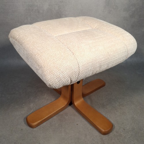 Beige fabric footstool pouffe - beige,
