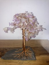 Rose Quartz Tree Of Life Mounted On Slate, Larger Model 7” Tall