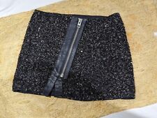 All Saints Elise Black Hand Embellished Sequin Mini Skirt, UK Size 6