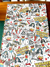 Vintage Retro 80s WONDER WOMAN Fabric Remnant 25" x 38" - Superhero