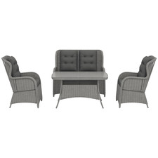 Outsunny 4 PCs Outdoor Rattan Sofa Set, Wicker Sectional Sofa Set Light Grey