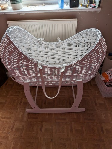 Wicker wooden rocking crib - wooden,