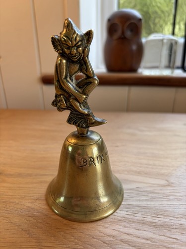Vintage brass bell with pixie - brass,