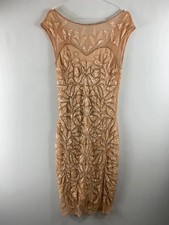 Miss Selfridge Dress 10 Pink Chiffon Full Sequin Beads Shift Long Party