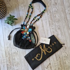 Stunning Mary Frances Vintage Beaded Handbag Shoulder Bag Black Boho Hippie