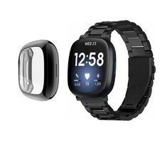 Stainless Steel Watch Wrist Band Metal Strap + Case For Fitbit Versa 4 / Sense 2