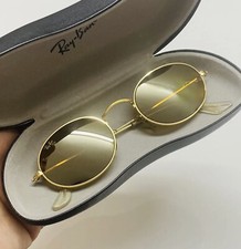 RARE & Vintage 1988 Ray Ban Diamond Hard Oval Round Old Mirror Gold Sunglasses