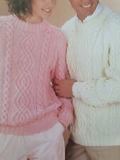 KNITTING PATTERN Ladies/Mens Aran Cable Round neck Jumper Sweater 32 - 46" (512)