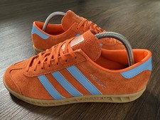 ADIDAS Hamburg Originals Mens Suede Running Trainers, Orange/Blue - Size 7