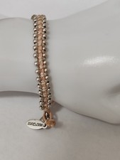 Hult Quist Silver Tone  Beaded Beije cord bracelet