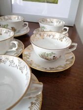 Vintage Tea/coffee Small Cups Saucers 5 Veritable Porcelains FD Chauvigny Franc