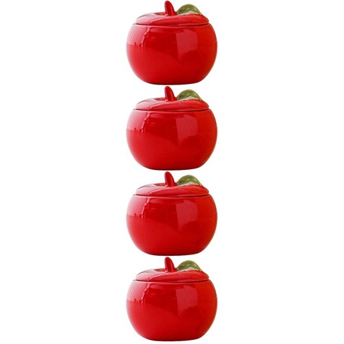 4pcs red ceramic - ceramic, canisters