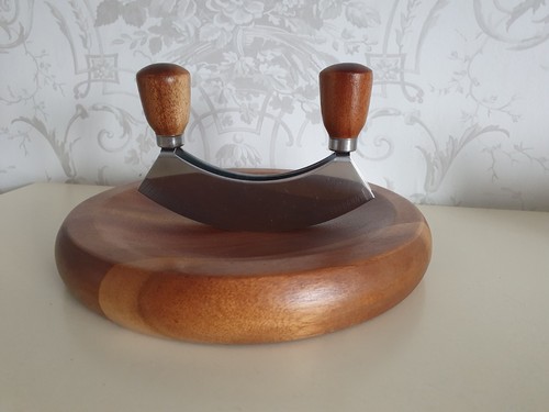 New mezzaluna wooden herb - mezzaluna,