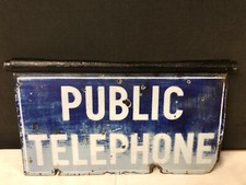 Large Vintage or Antique Enamel Public Telephone Sign