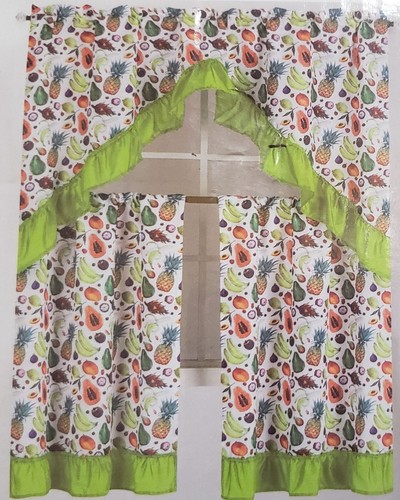 3pc printed kitchen curtains - 3pc,