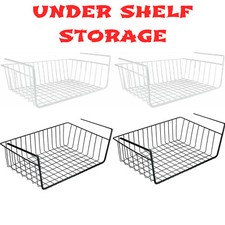 2PCS LARGE UNDER SHELF STORAGE BASKET RACK KITCHEN CUPBOARD ORGANISER HEAVY DUTY