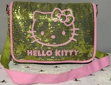 Hello Kitty Camomilla Milano Large Messenger Shoulder Bag. Pink & Green Sequin.