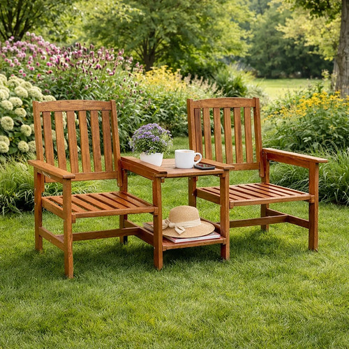 Wooden garden loveseat - wooden, bench