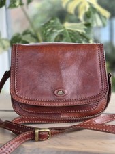 Vintage The Bridge Conker Brown Leather Saddle Satchel Shoulder Crossbody Bag