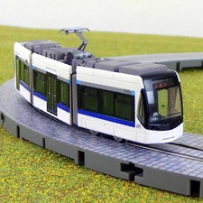 Motorised N Gauge 3 Section Blue and White Articulated Tram - Light Rail BNIB