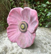 Vintage Beautiful Well Weathered Old Cast Iron Poppy Bird Bath Garden Lawn Art