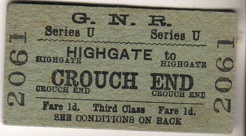 Railway ticket gnr highgate - railway,