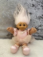 Vintage Pink Ballerina Troll Soft Body Toy Russ Berrie 7”  Ideal For Collectors