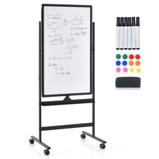 Reversible White Board Height Adjustable Dry Erase Board With Black Markers