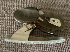 BONOVA IBIZA HAND MADE MIRROR GOLD TOE POST FOOTBED SANDALS UK5/EU38