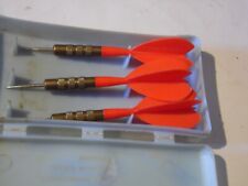 Set of vintage lightweight brass/plastic darts in plastic case,8 gram barrels