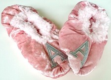 Alphabet Ladies Pink Sliver Glitter Snuggle Slippers Pair “A” Initial 3-4 Comfy