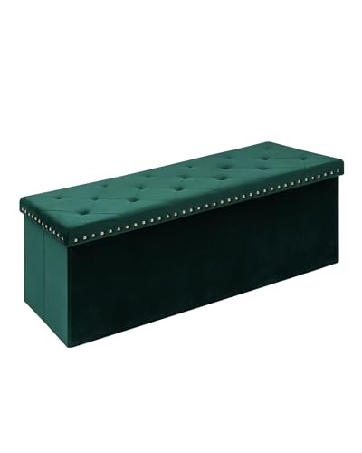 Velvet storage ottoman - velvet, bench