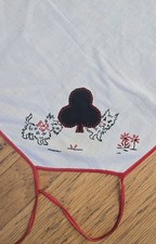 Vintage 1940s EMBROIDERED Poker / Bridge Card Table Cloth! Scottish Terrier! 30"