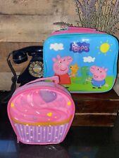 PEPPA PIG & CUPCAKE Lunch Bag Box Wipe Clean Pink Lilac Blue