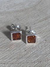 Sterling Silver 925 Amber Stud