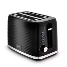 Swan Wave 2-Slice Toaster Black Ripple Textured Finish 7 Browning Defrost Cancel