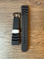 20mm Black Rubber Watch Strap band swimming diving Seiko