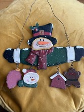 Wooden Christmas Snowman Wall Hanger 12 Wide