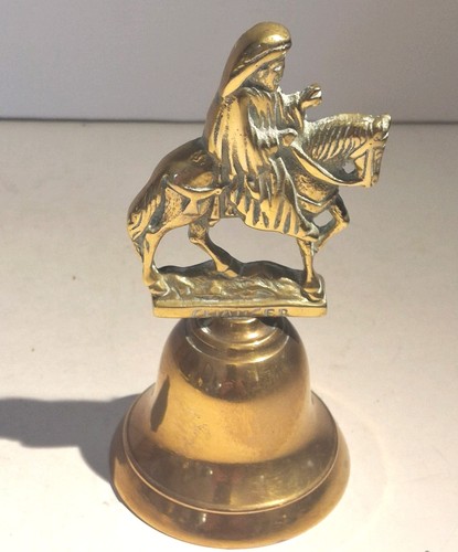 Brass bell with man - bell, horse