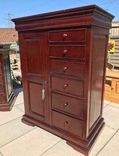 Versailles 8 drawer and lockable wardrobe unit chestnut solid wood
