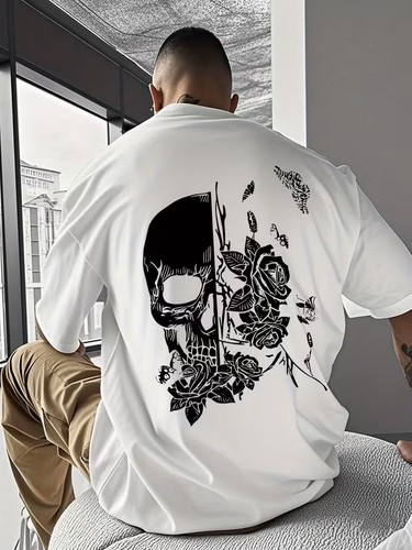 Men skull rose graphic - men's, t