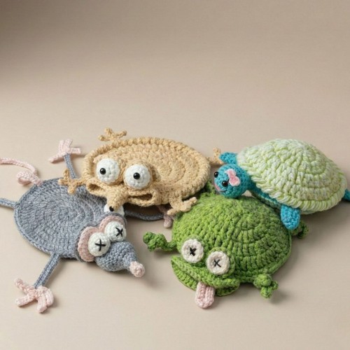 Crochet lizard coaster - crochet, fun
