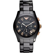 EMPORIO ARMANI AR1410 CERAMIC BLACK AND ROSE GOLD MENS WATCH UK NEW GENUINE