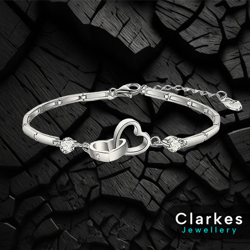 Silver love heart - love, bangle