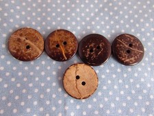 Wooden Coconut Shell Wooden Buttons 2 Hole in 15mm, 20mm and 30mm