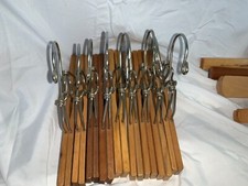 13 mixed VTG Wooden Dark/Light  Wood Pants Slacks Trousers Skirt Hangers 9" 10"