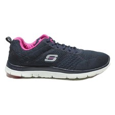 SKECHERS Womens Flex Appeal Navy Blue & Pink Trainers Synthetic UK 6 Walking