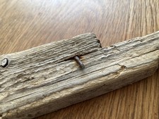 41 cm LONG FLAT DRIFTWOOD CHARACTER PIECE Sea Wood Art Sign Rusty Fixing Shelf