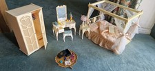 Pedigree Sindy Doll Bedroom Set 1980's; Dressing Table, Stool, Bed, Wardrobe, 