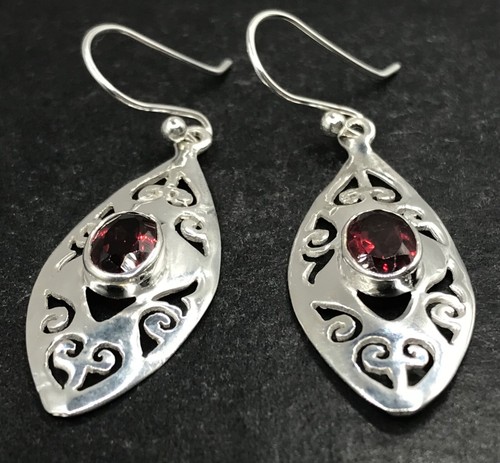 Garnet long drop earrings - garnet,